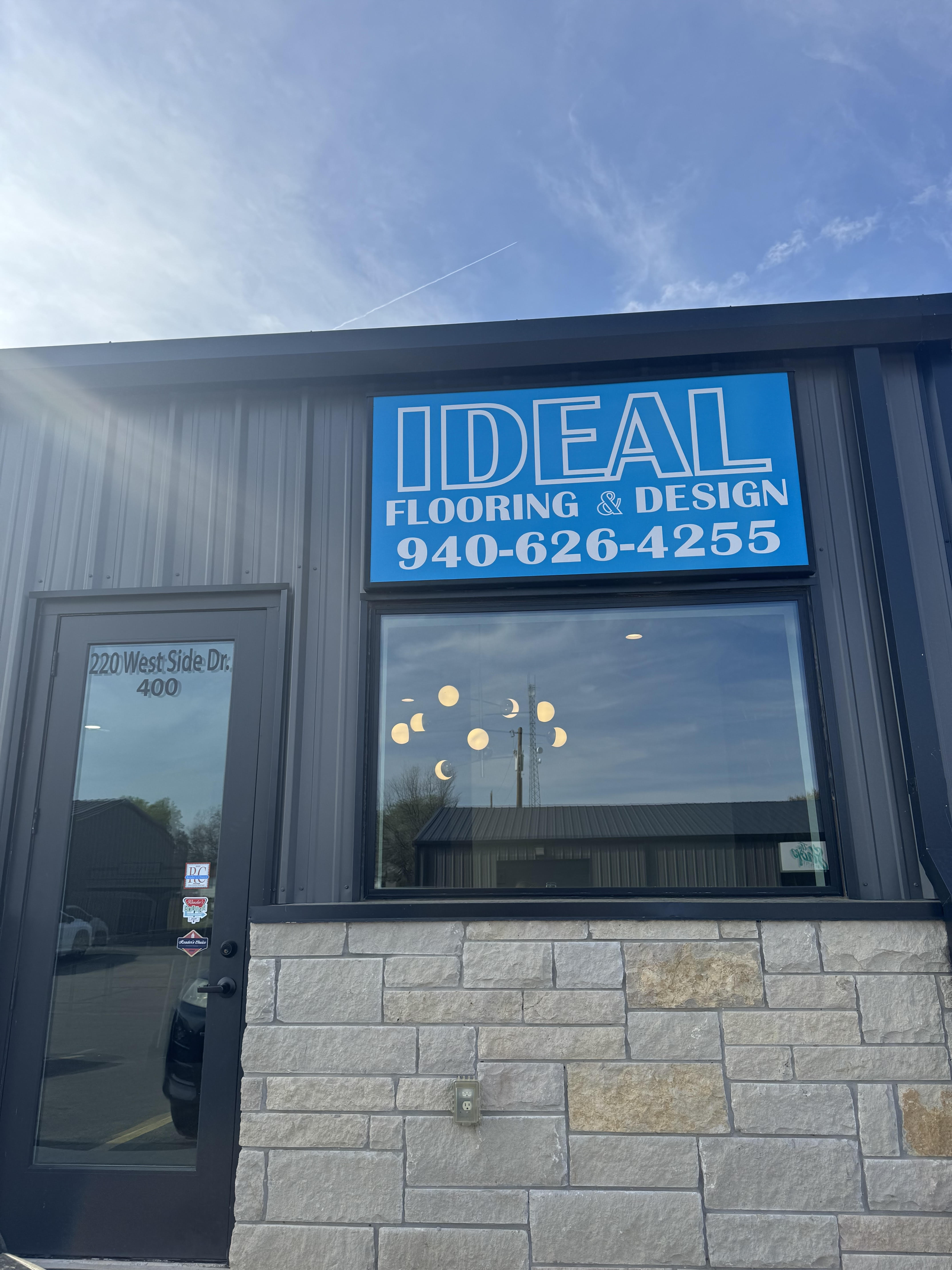 Ideal Flooring & Design showroom storefront at 220 West Side Dr in Decatur, TX